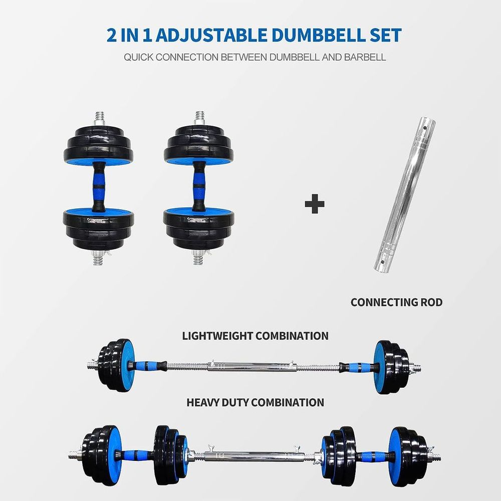 Adjustable Weights Dumbbells Set of 2, 44Lbs 2 in 1 Exercise & Fitness Dumbbells Barbell Set for Men Women N/A