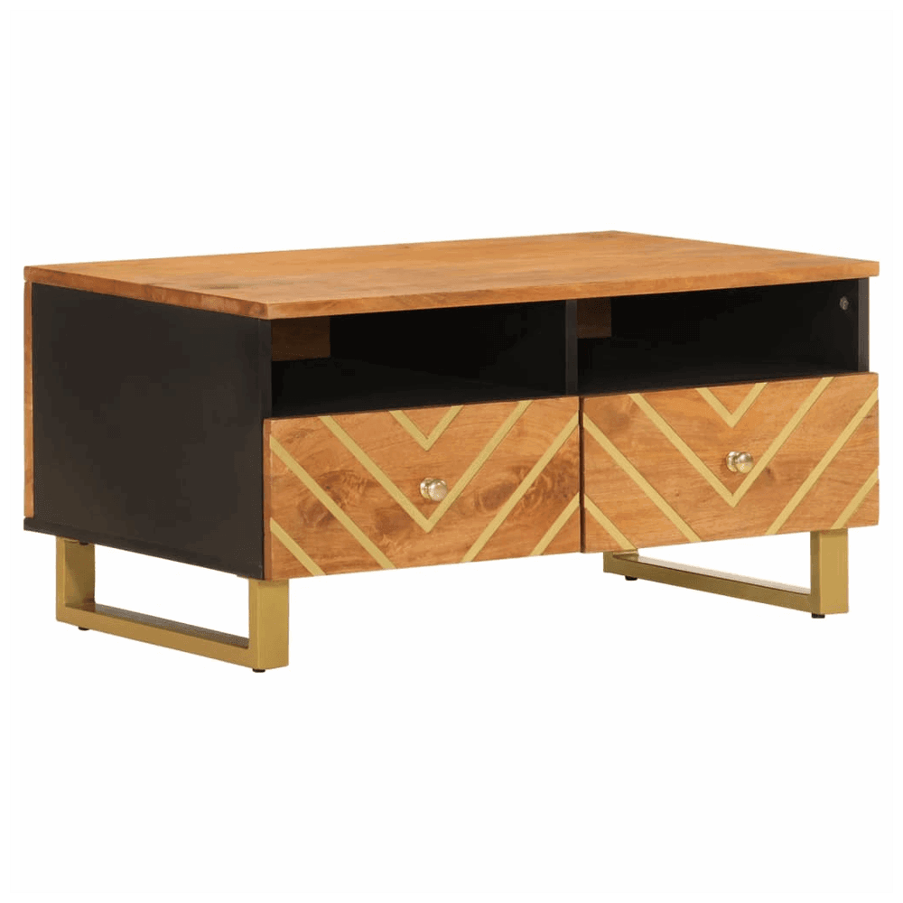 vidaXL Coffee Table Brown and Black 80x54x40 cm Solid Wood Mango vidaXL