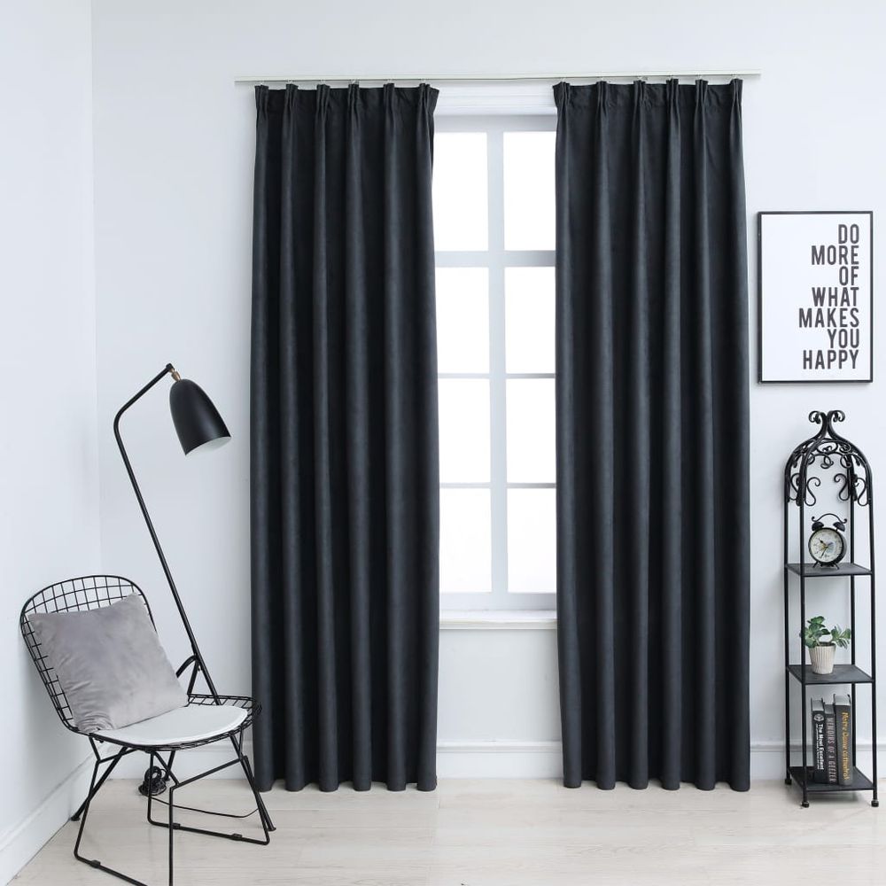 vidaXL Blackout Curtains with Hooks 2 pcs Anthracite 140x175 cm vidaXL