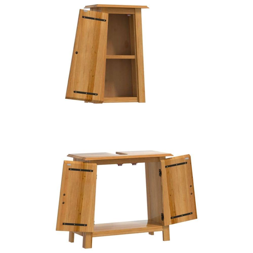 vidaXL 2 Piece Bathroom Furniture Set Solid Wood Pine vidaXL