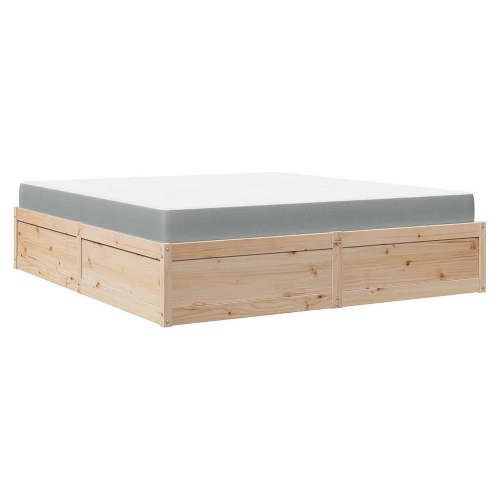 vidaXL Bed with Mattress 180x200 cm Super King Solid Wood Pine vidaXL