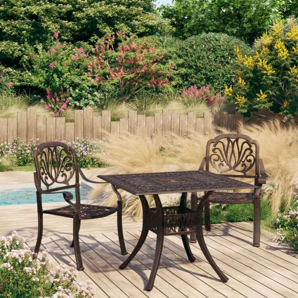 vidaXL 3 Piece Bistro Set Cast Aluminium Bronze vidaXL