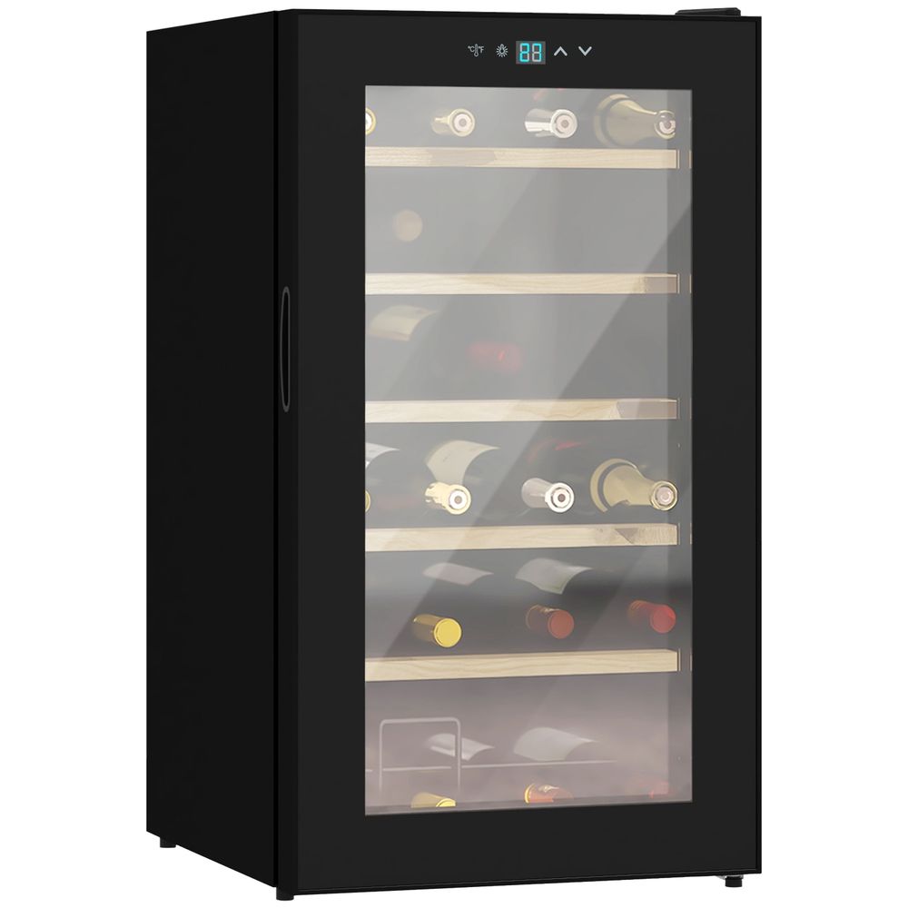 24 Bottles Wine Fridge with Glass Door Digital Touch Screen Control LED Light HOMCOM