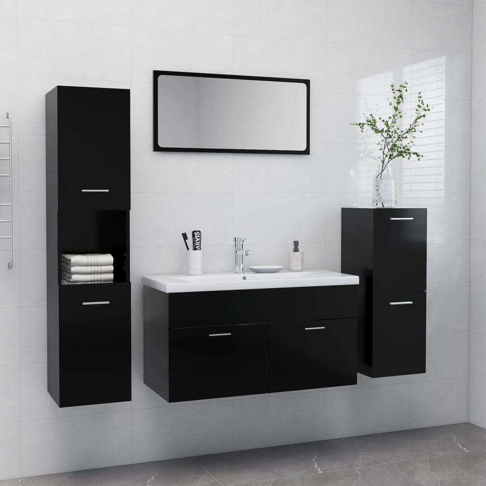 vidaXL Bathroom Furniture Set Black Engineered Wood vidaXL