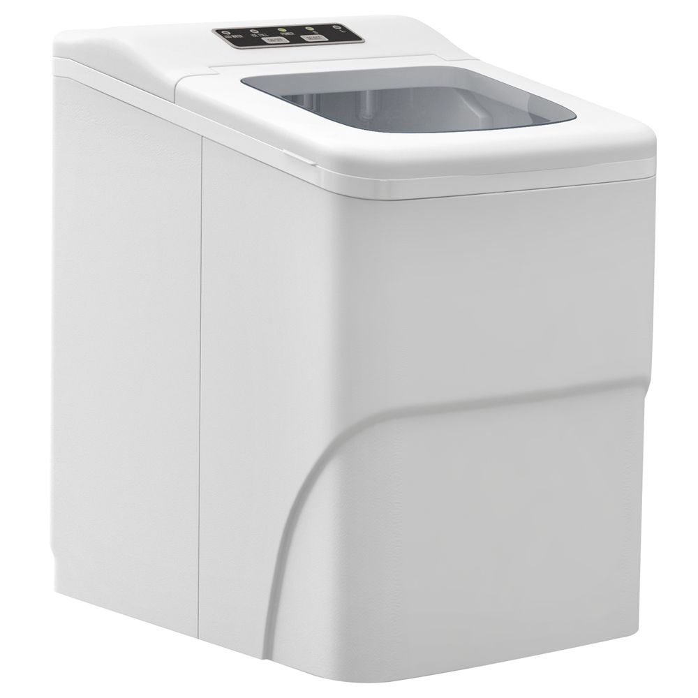 HOMCOM Ice Maker 12kg/24H Production with Scoop Basket for Home Office Silver White HOMCOM