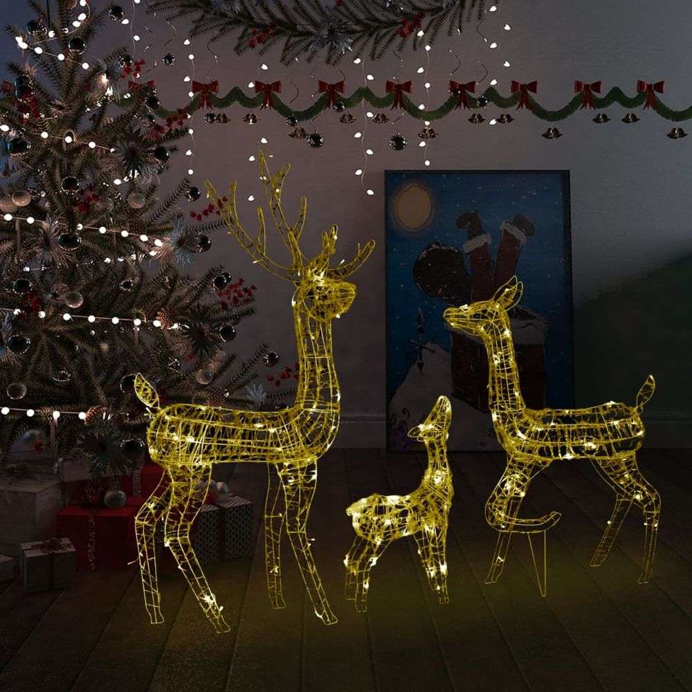 vidaXL Acrylic Reindeer Family Christmas Decoration 300 LED Warm White warm white vidaXL