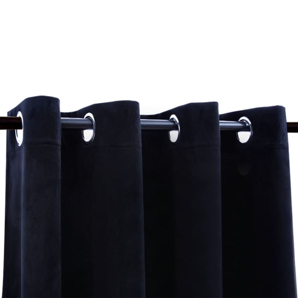 vidaXL Blackout Curtain with Metal Rings Velvet Black 290x245 cm vidaXL