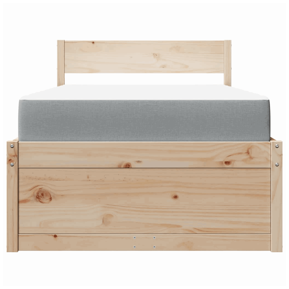 vidaXL Bed with Drawers and Mattress 90x190 cm Single Solid Wood Pine vidaXL