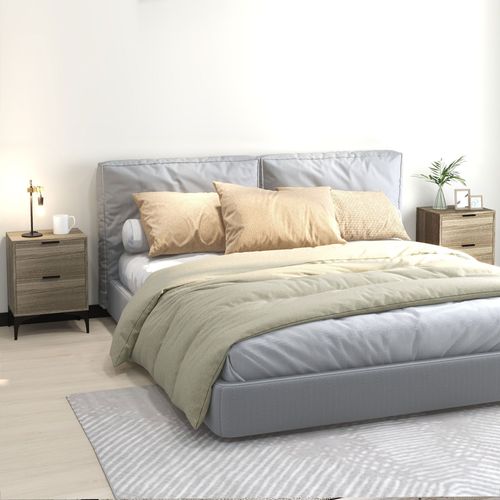 HOMCOM Bedside Tables Set of 2 with 2 Drawers for Bedroom, Living Room HOMCOM