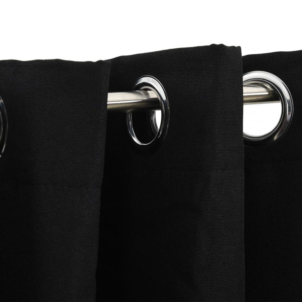 vidaXL Linen-Look Blackout Curtains with Grommets 2pcs Black 140x175cm vidaXL