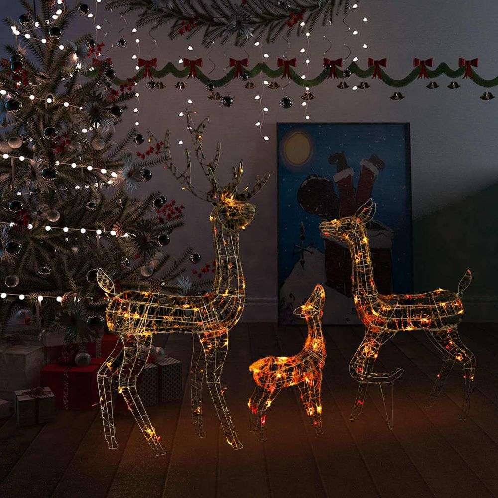 vidaXL Acrylic Reindeer Family Christmas Decoration 300 LED Warm White multicolour vidaXL