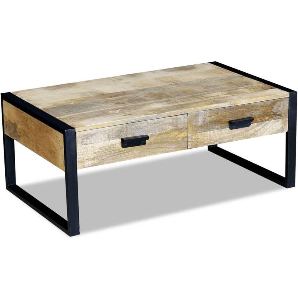 Coffee Table with 2 Drawers Solid Mango Wood 100x60x40 cm vidaXL