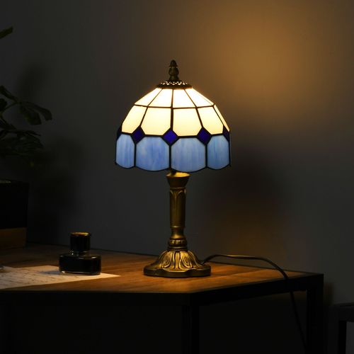 HOMCOM Antique Table Lamp, for Bedroom Bedside, Bulb not Included, Blue AIYAPLAY
