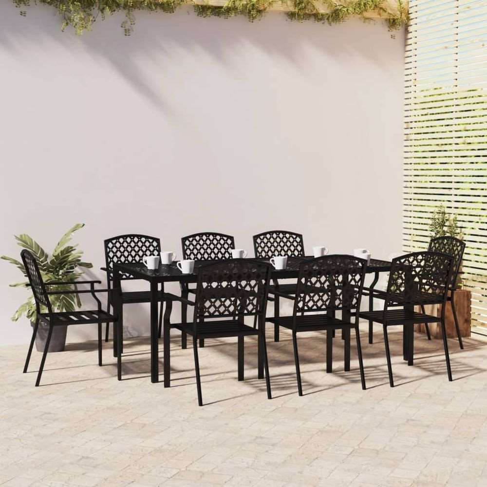 vidaXL 3 Piece Garden Dining Set Anthracite Steel 9 200 cm table length vidaXL