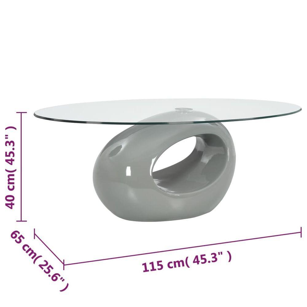 vidaXL Coffee Table with Oval Glass Top High Gloss Grey vidaXL