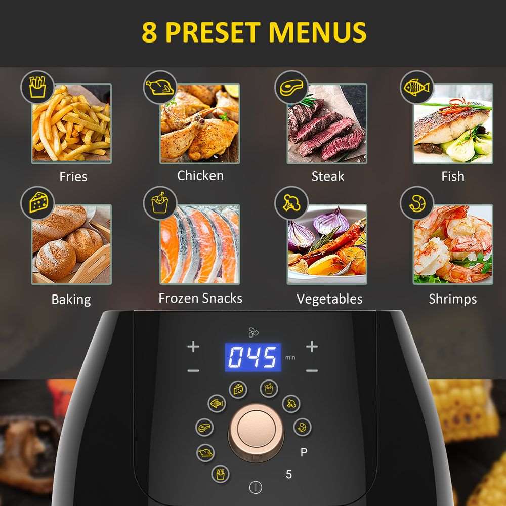 Air Fryer 1700W 5.5L with Digital Display Adjustable Temperature HOMCOM