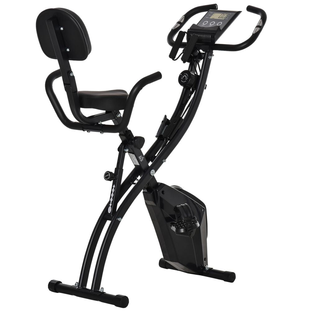 2-In-1 Upright Exercise Bike 8-Level Adjustable with Pulse Sensor Black HOMCOM Unbranded