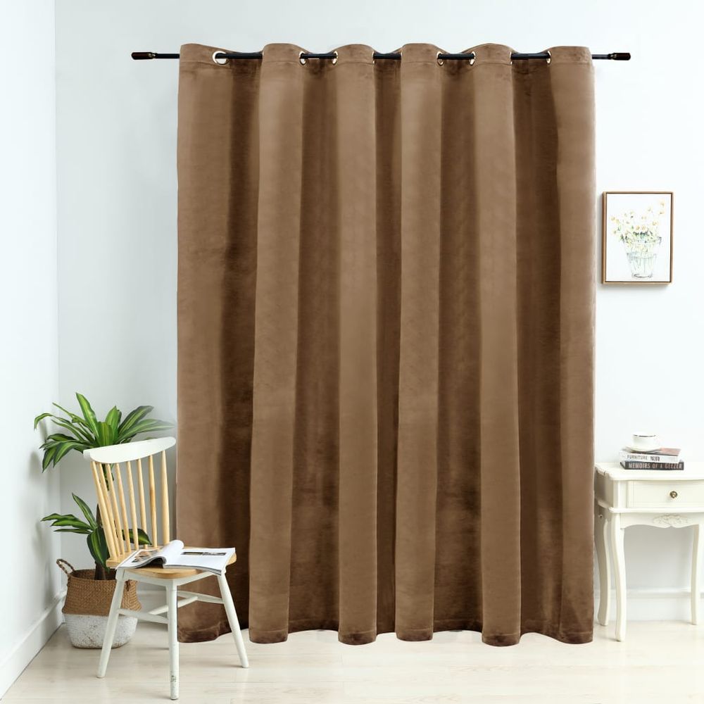 vidaXL Blackout Curtain with Metal Rings Velvet Black 290x245 cm vidaXL