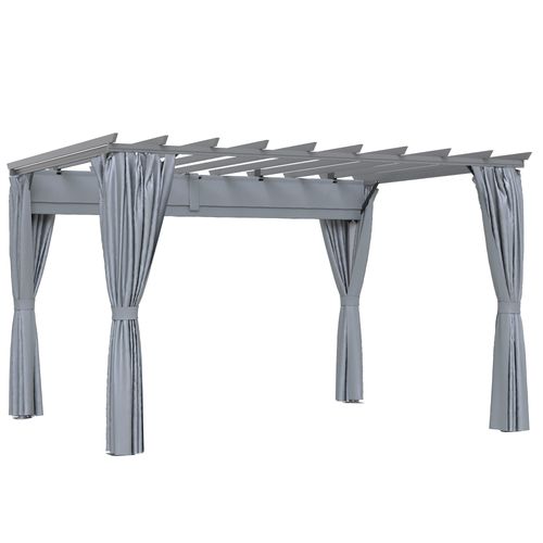 3.6 x 3m Pergola Gazebo Retractable Canopy Curtains, Aluminum, Dark Grey Outsunny