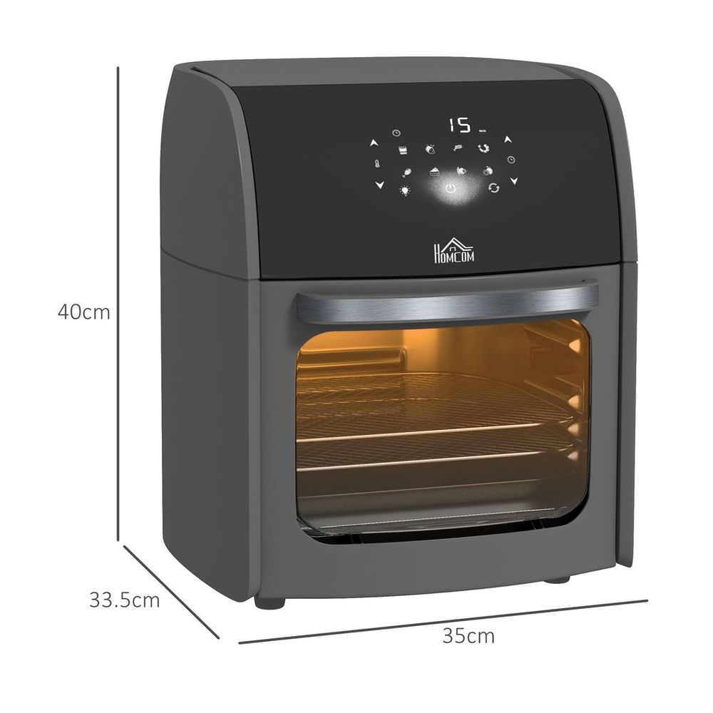 HOMCOM 12L Air Fryer Oven with 8 Preset Modes Rapid Air Circulation 1800W Grey HOMCOM