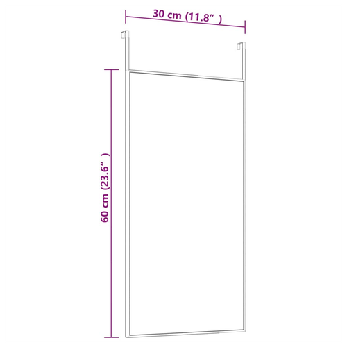 vidaXL Door Mirror Black 30x60 cm Glass and Aluminium vidaXL