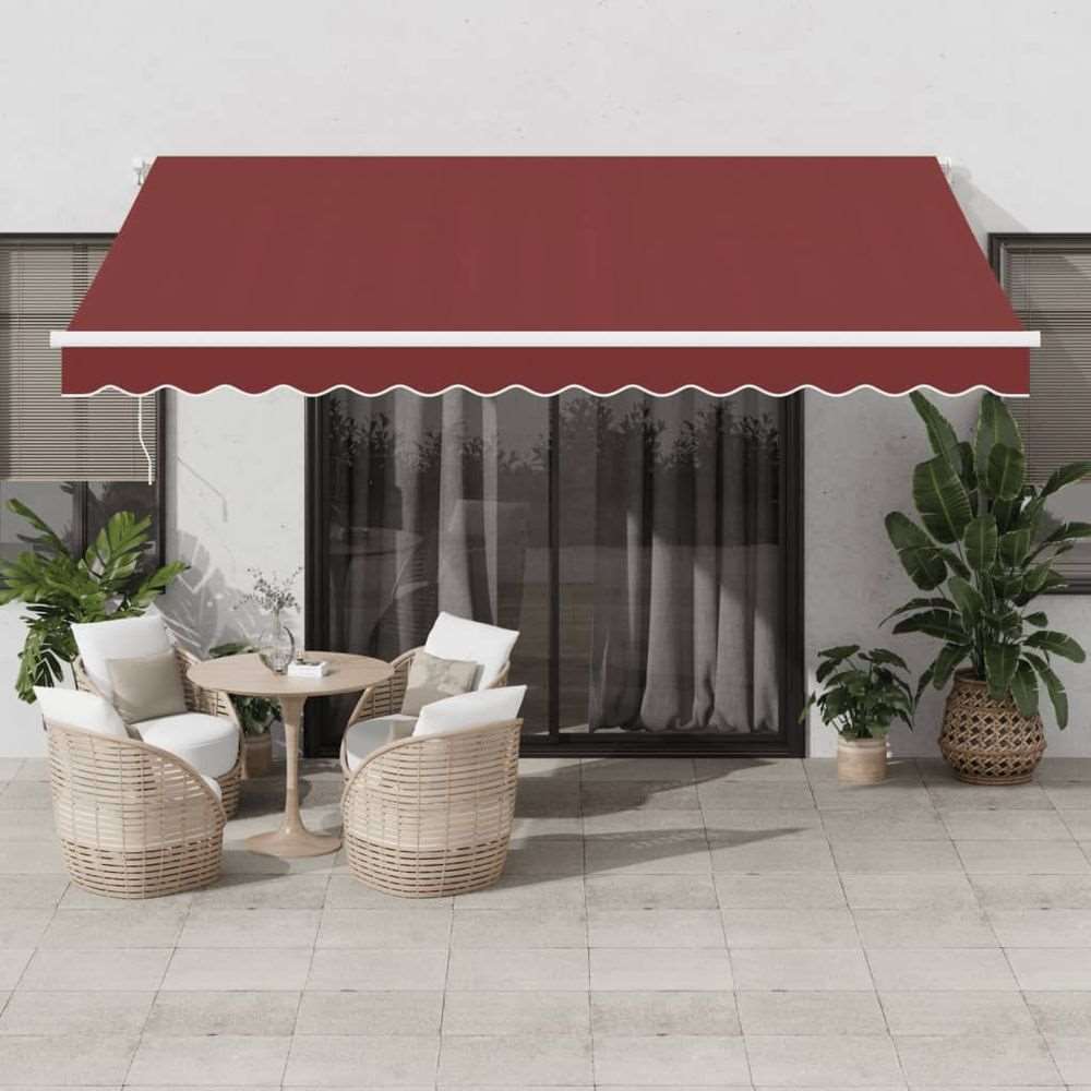 vidaXL Automatic Retractable Awning Burgundy 400x300 cm vidaXL