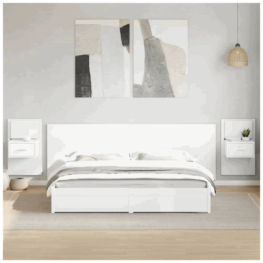 vidaXL Bed Headboard with Cabinets White 240 cm Engineered Wood vidaXL