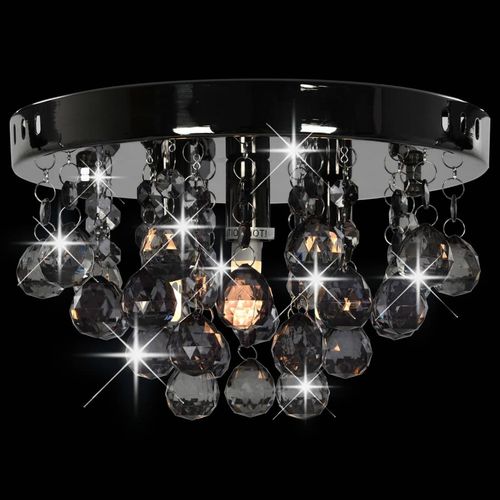 vidaXL Ceiling Lamp with Smoky Beads Black Round G9 vidaXL