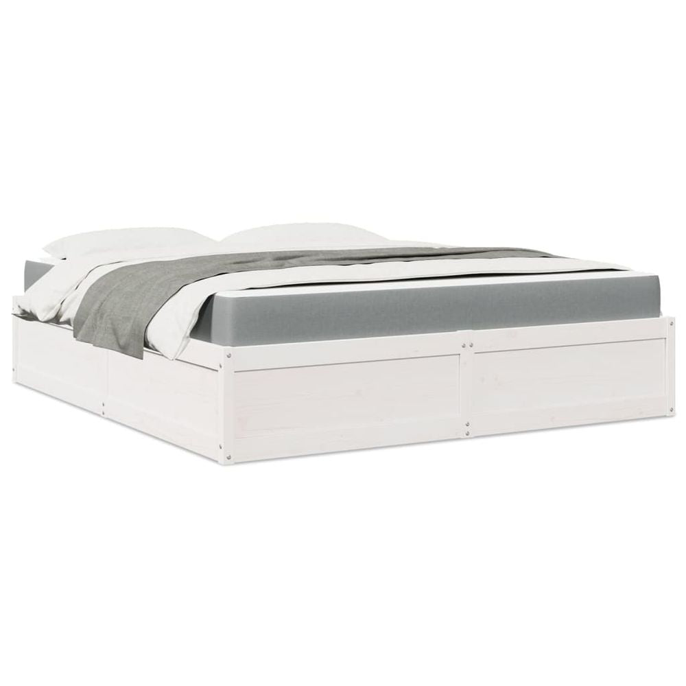 vidaXL Bed with Mattress White 180x200 cm Super King Solid Wood Pine vidaXL