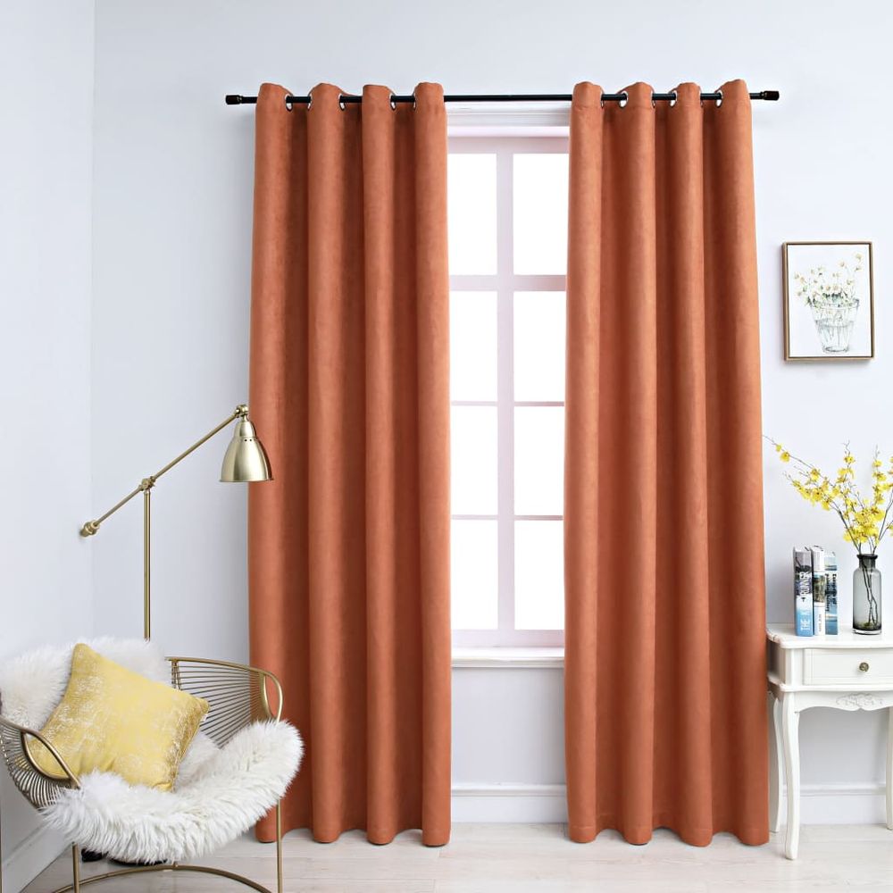 vidaXL Blackout Curtains with Metal Rings 2 pcs Anthracite 140x175 cm vidaXL