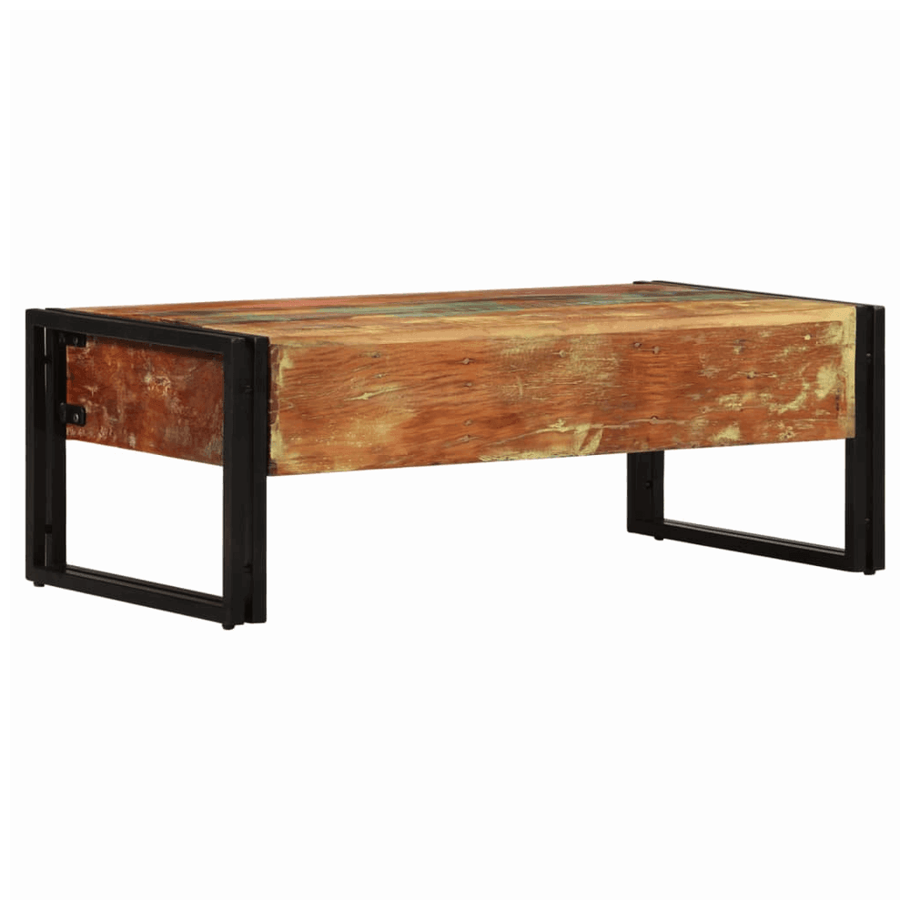 vidaXL Coffee Table with 3 Drawers Solid Reclaimed Wood 100x50x35 cm vidaXL