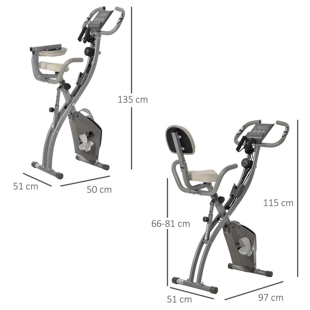 HOMCOM 2-In-1 Upright Exercise Bike 8-Level Adjustable with Pulse Sensor Grey HOMCOM