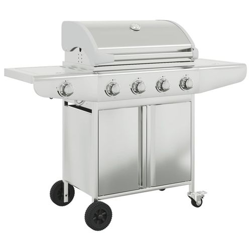 vidaXL Gas BBQ Grill with 5 Burners Silver Stainless Steel vidaXL