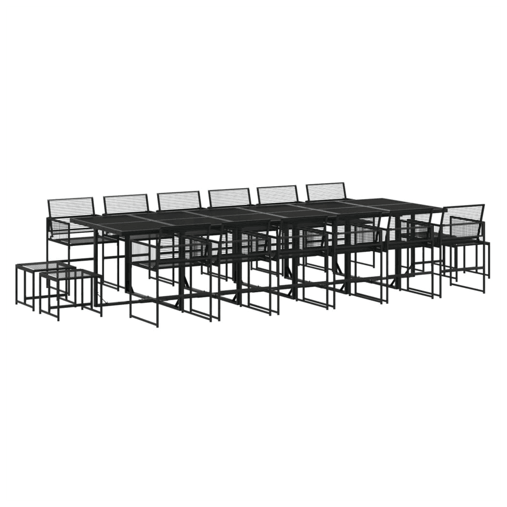 vidaXL 17 Piece Garden Dining Set Black Poly Rattan vidaXL