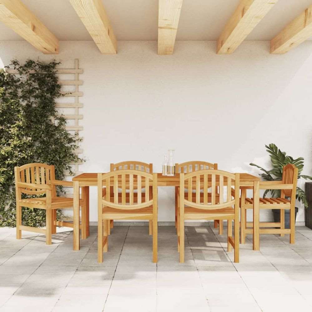 vidaXL 5 Piece Garden Dining Set Solid Wood Teak 6x chair + table 150 cm table length vidaXL