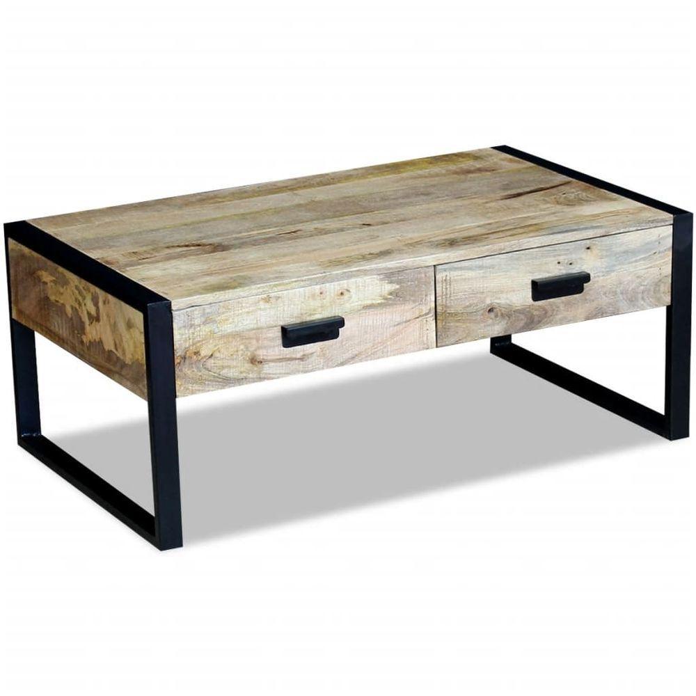 Coffee Table with 2 Drawers Solid Mango Wood 100x60x40 cm vidaXL