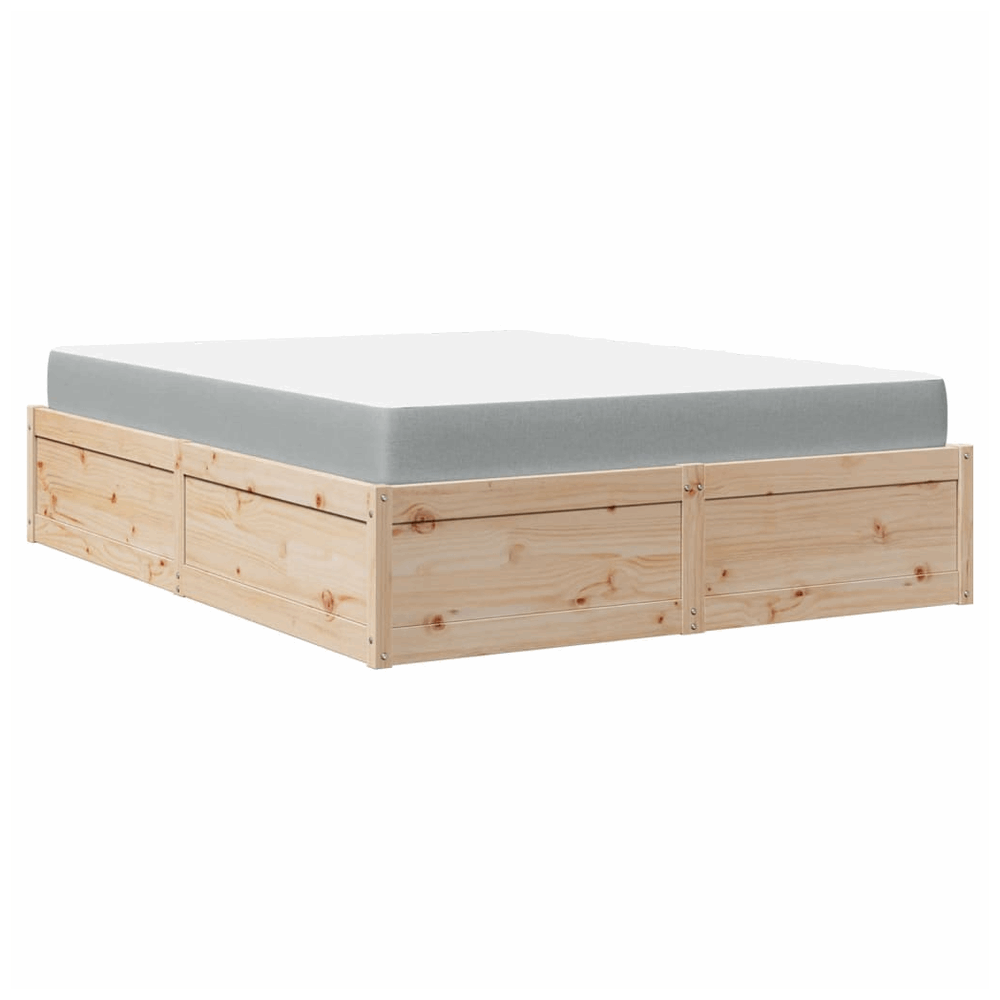 vidaXL Bed with Mattress 140x200 cm Solid Wood Pine vidaXL