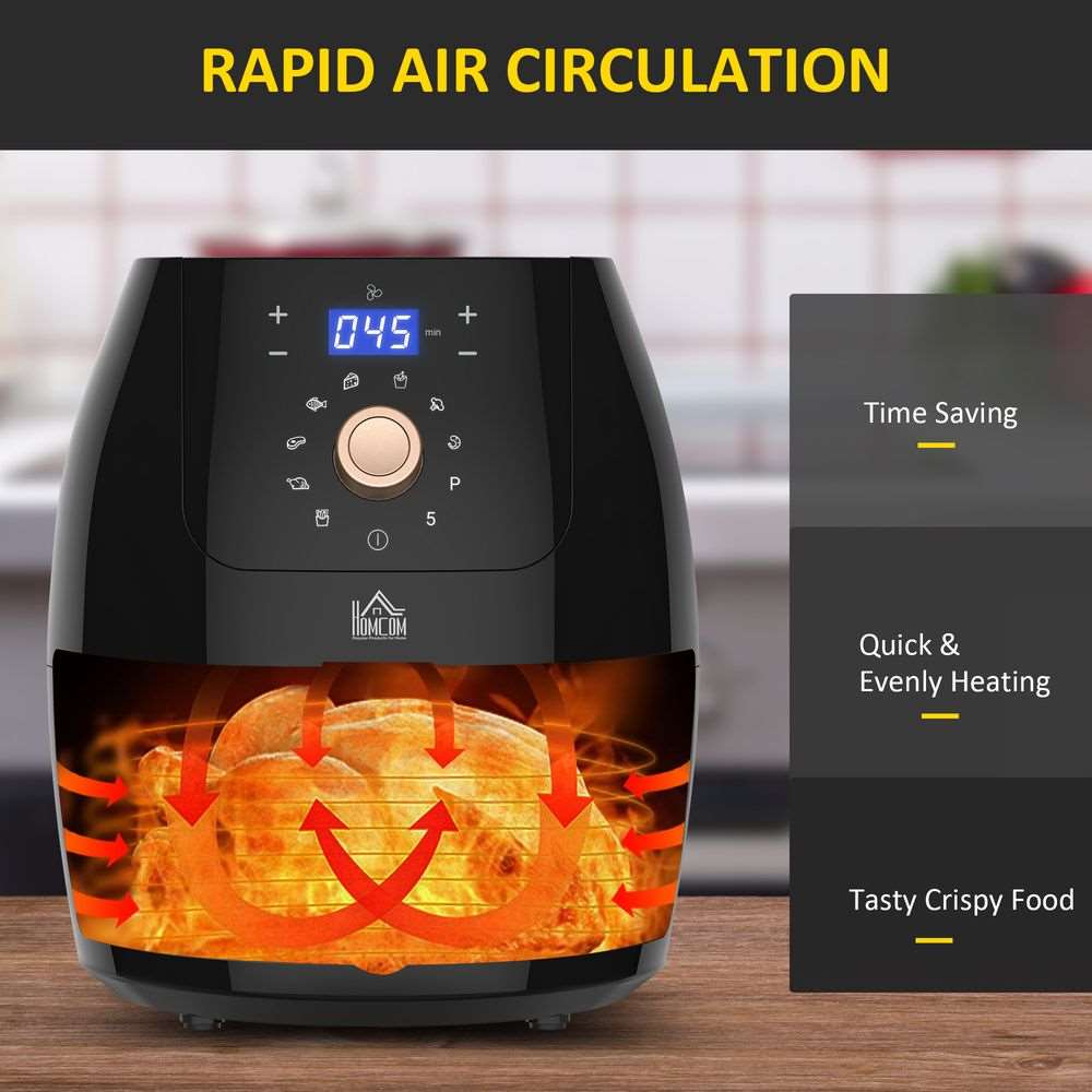 Air Fryer 1700W 5.5L with Digital Display Adjustable Temperature HOMCOM