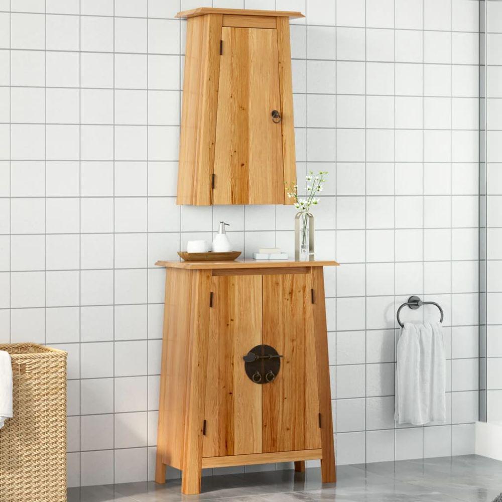 vidaXL 4 Piece Bathroom Furniture Set Solid Wood Pine side cabinet + wall cabinet vidaXL