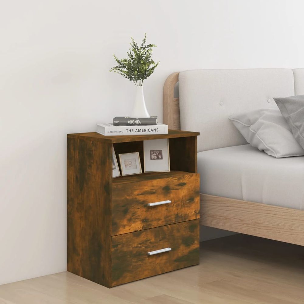 vidaXL Bed Cabinet Smoked Oak 50x32x60 cm artisan oak vidaXL