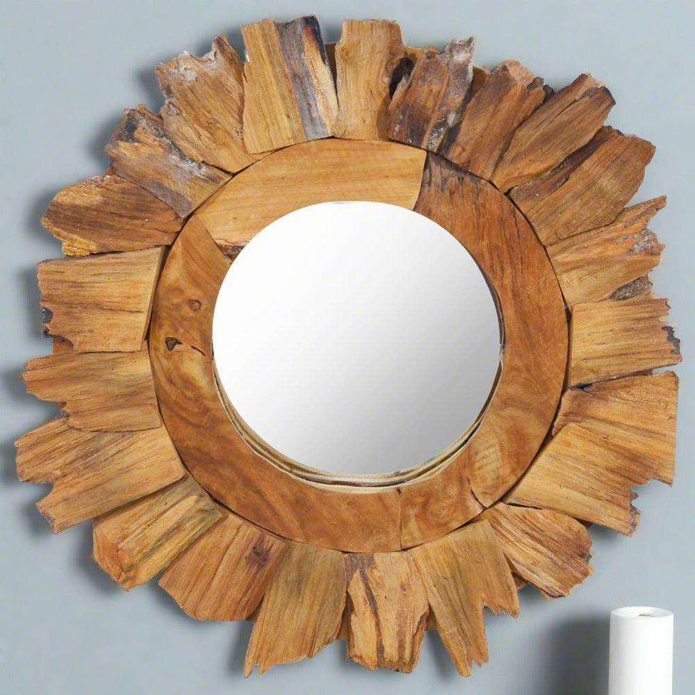 vidaXL Wall Mirror 40 cm Teak Round vidaXL