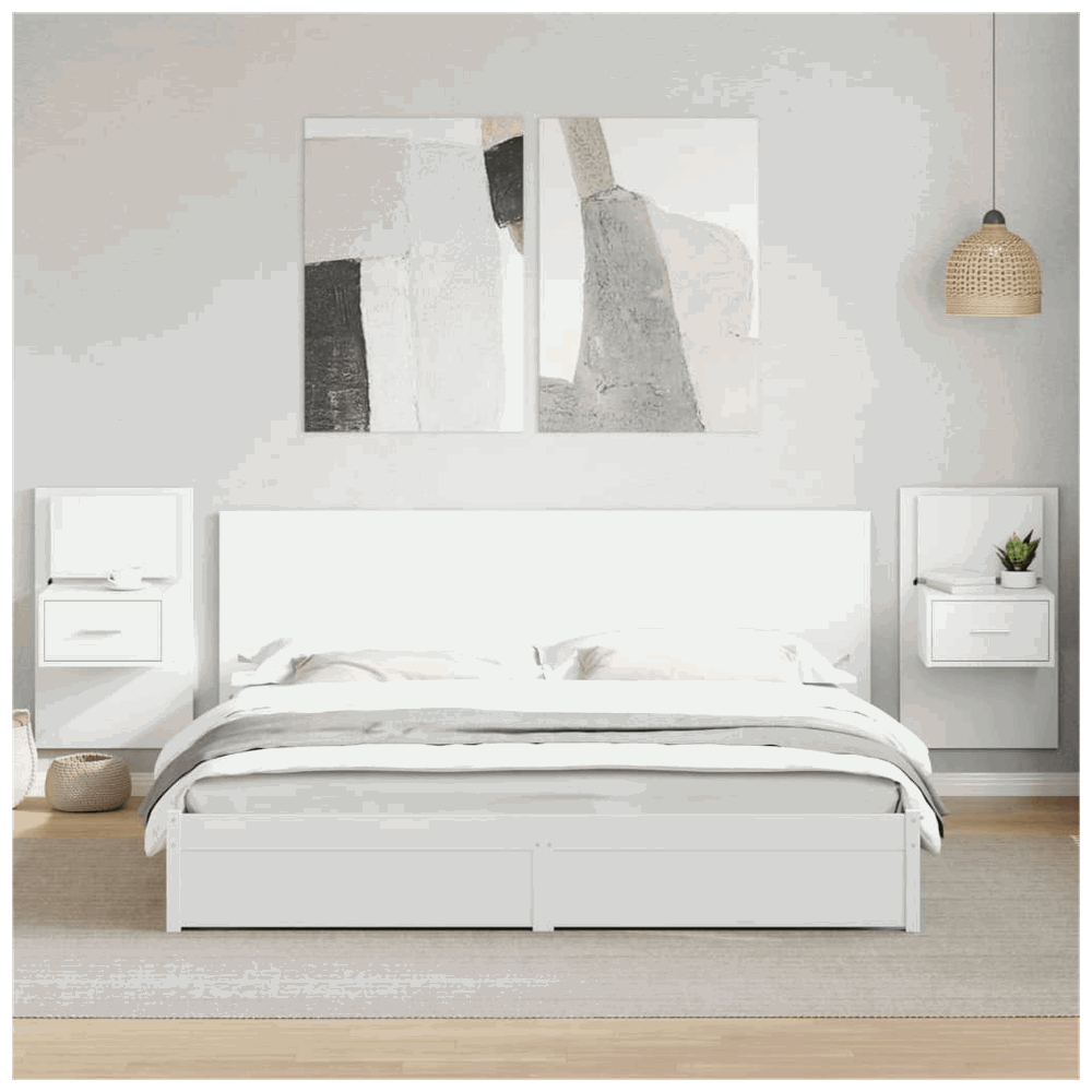 vidaXL Bed Headboard with Cabinets White 200 cm Engineered Wood