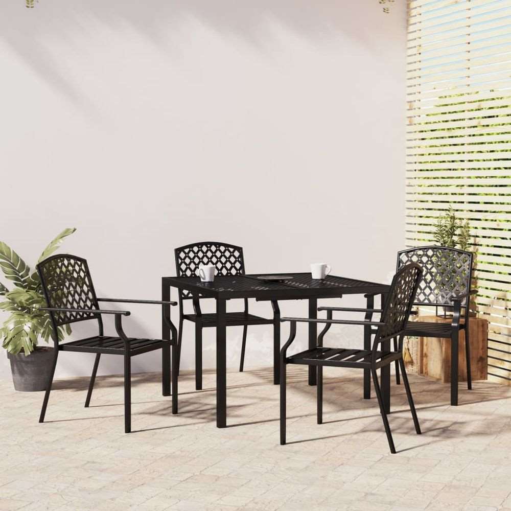 vidaXL 3 Piece Garden Dining Set Anthracite Steel 5 110 cm table length vidaXL