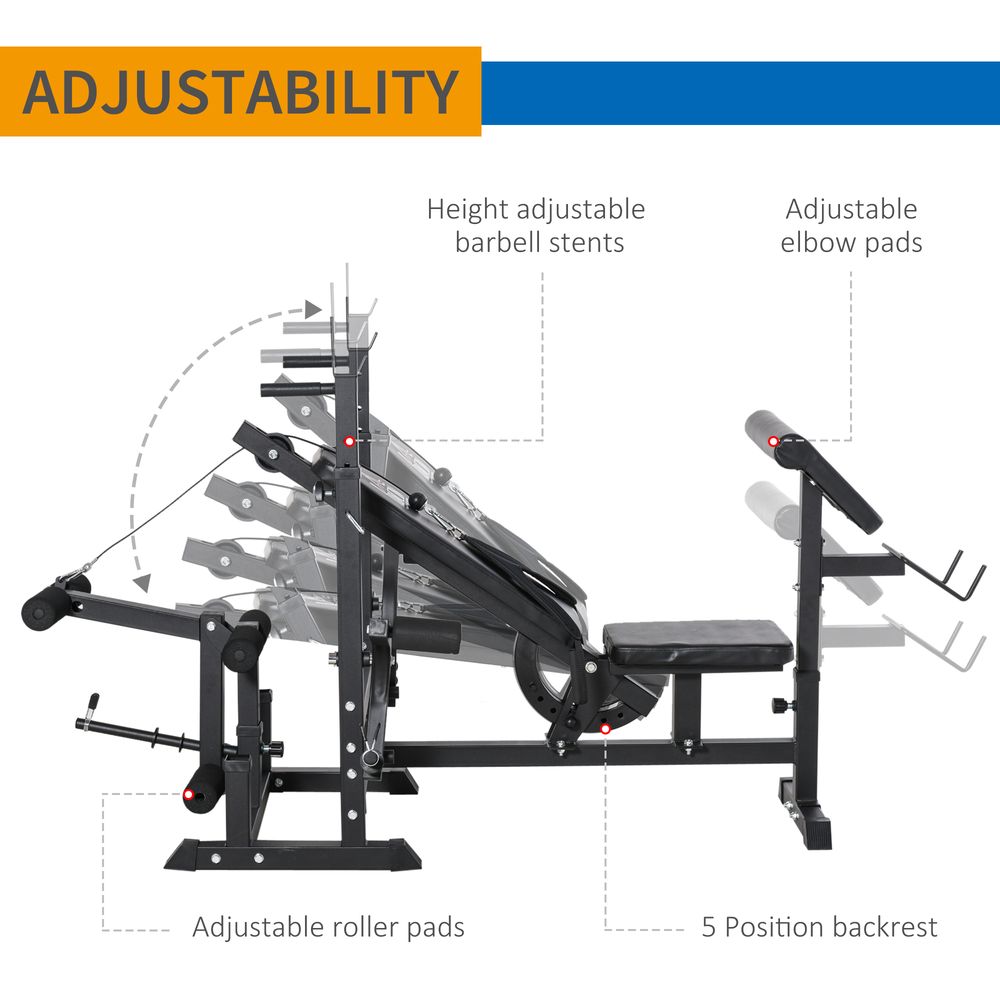 Multi-Exercise Full-Body Weight Bench with Bench Press & Leg Extension HOMCOM Unbranded