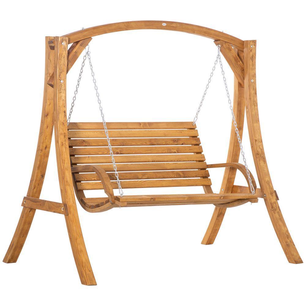 Outsunny 2 Seater Garden Swing Seat Swing Chair, Outdoor Wooden Swing Bench Seat Outsunny