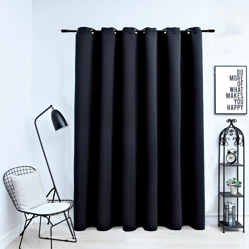 vidaXL Blackout Curtain with Metal Rings Black 290x245 cm vidaXL