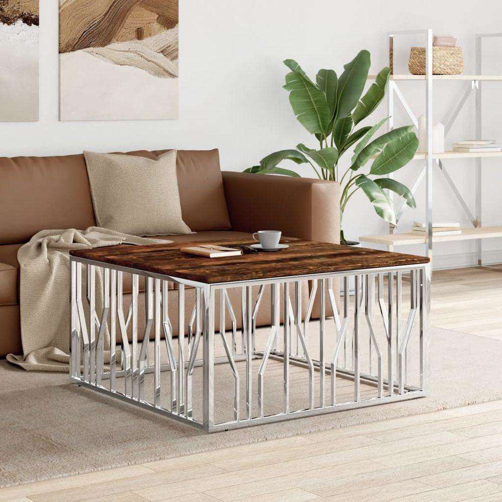 vidaXL Coffee Table 100x100x50 cm Stainless Steel and Glass vidaXL