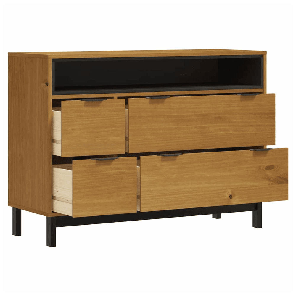 vidaXL Drawer Cabinet FLAM 110x40x80 cm Solid Wood Pine vidaXL