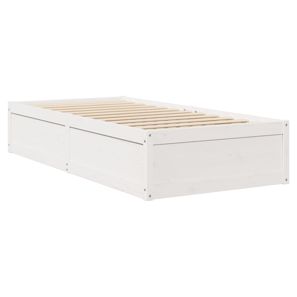 vidaXL Bed with Mattress White 90x190 cm Single Solid Wood Pine vidaXL