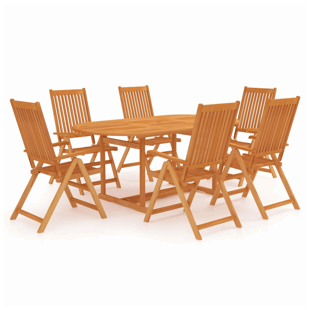 vidaXL 7 Piece Garden Dining Set Solid Teak Wood vidaXL